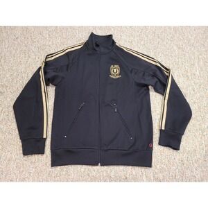 Guess Track Jacket Mens Medium Black Gold Full Zip Tricot UK London Casual